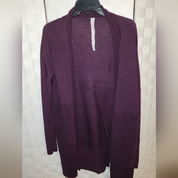 Lululemon Burgundy Open Front Cardigan Sz 8 - Picture 4 of 5